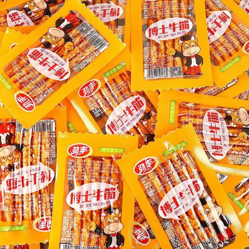 Говяжьи сухожилия Dr. Jinfeng 20г, 1 коробка, бесплатная доставка, ностальгическая закуска 8090, острые полоски, острые вегетарианские говяжьи сухожилия