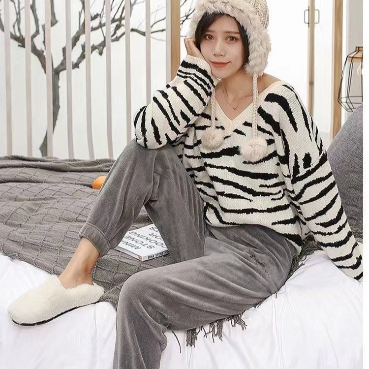 Теплые домашние пижамы для пар, повседневные ленивые пижамы, теплые штаны, уличная одежда, утолщенные свободные девятибалловые пижамы, оптовые