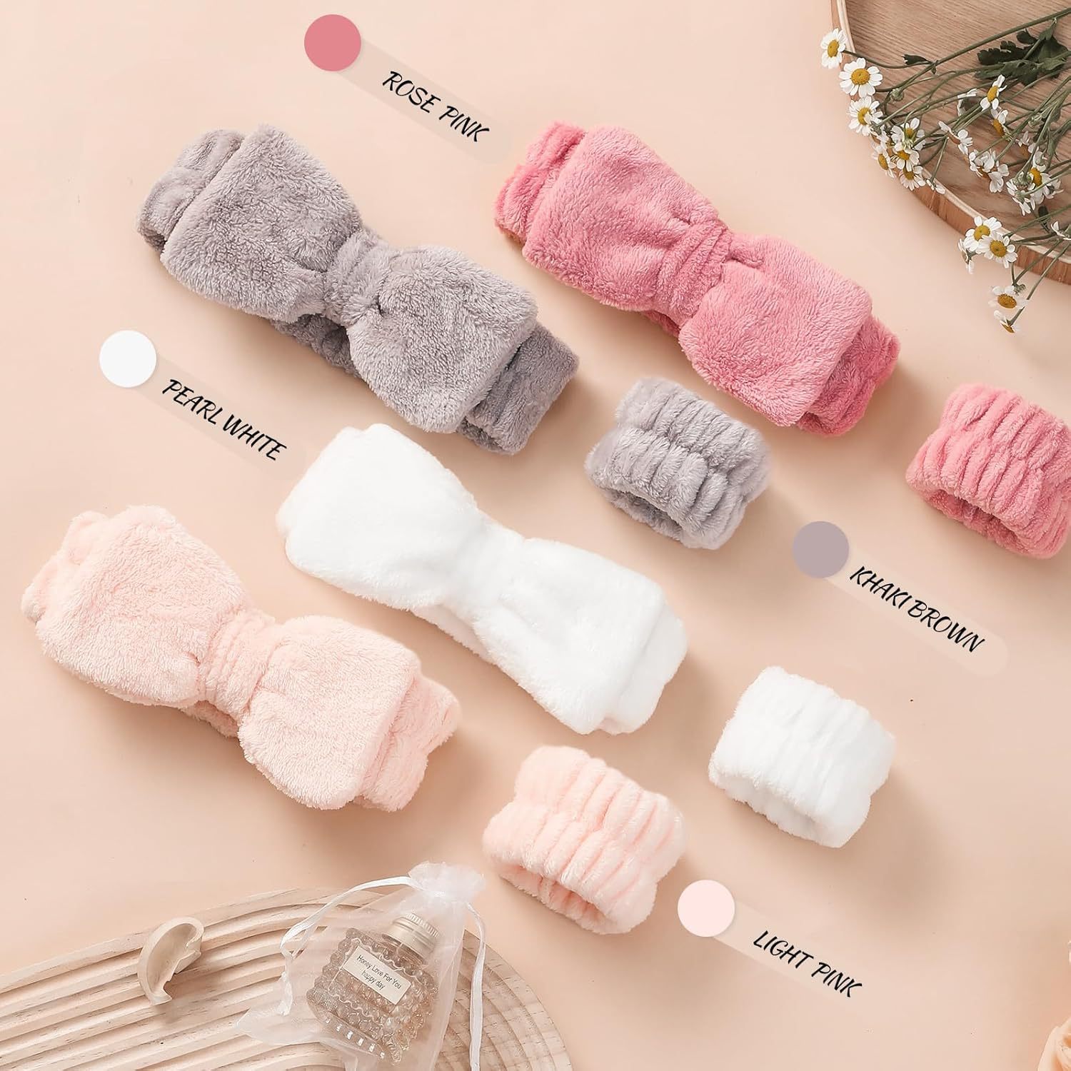 European and American Cross-border Bow Plush Wristband Wash Face Spa Bracelet Spa Wrist Absorbent Moisture-proof Hair Band Hair Accessories
