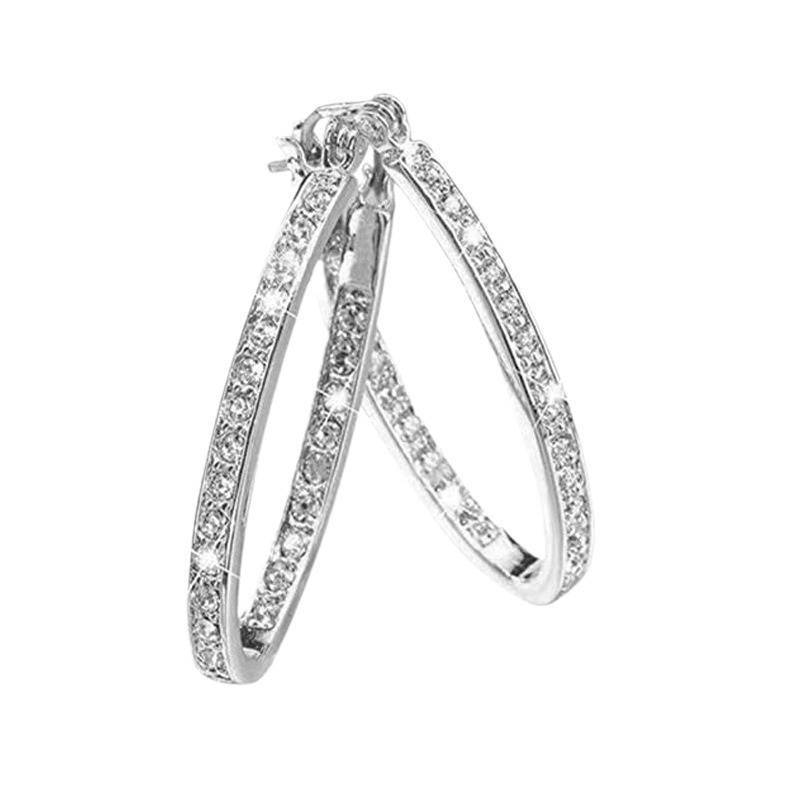 Cross-border selling Korean version of simple round diamond temperament shine high design ear buckle earrings manufacturers wholesale