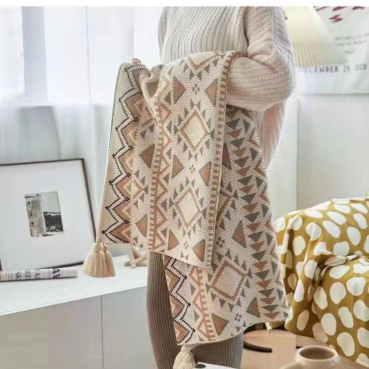 Navajo Blanket Thickened Knitted Bohemian Office Sofa Blanket Baby Blanket Home Office Nap Blanket New