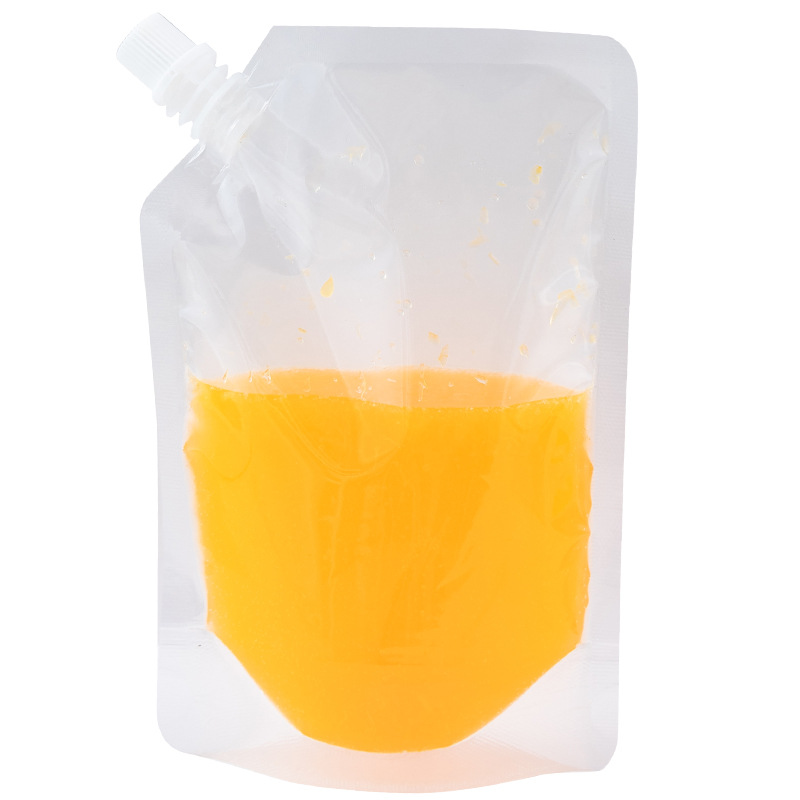 Juice Milk Repackaged Slanted Mouth Nozzle Stand-Up Bag Large Capacity Bag Portable Transparent Slanted Mouth Soy Milk Stand-Up Bag