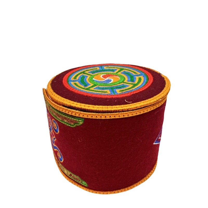 Xizang Embroidered Wool Drum Cover Shell Protective Cover Xizang Ethnic Musical Instruments Handicrafts