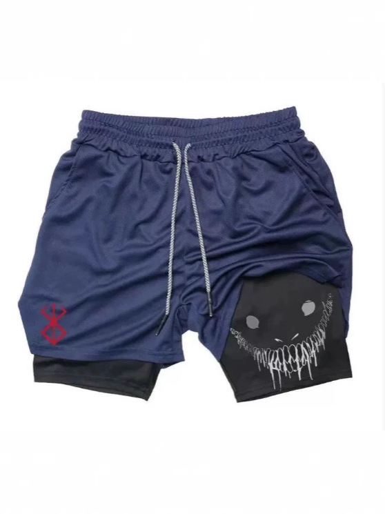 Dragon Ball Series Ghost Shorts Summer Printed Double Layer Two-in-One Men's Basketball Running Casual Home Sports Shorts