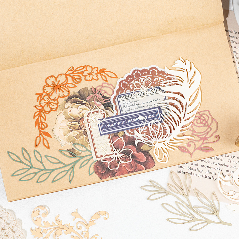 Language Leisure Hollow-out Material Bag Dream Building Prosperity Series Light Retro Art All-match Hand Account Pain Bag Diy Decoration Collage