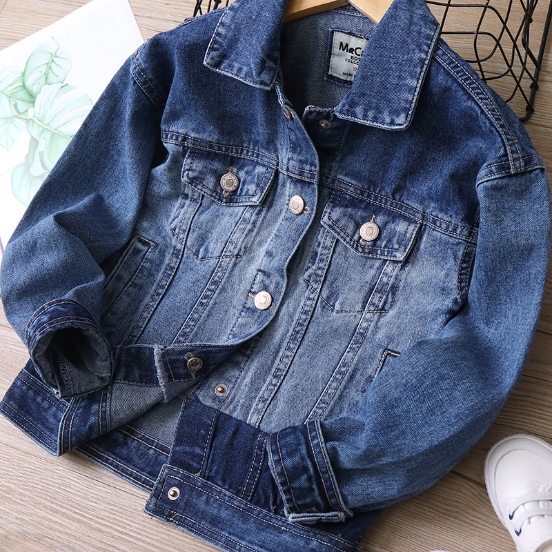 CM-101 fashion stitching medium and large boys Denim coat 2021 spring new children's clothing children's jacket