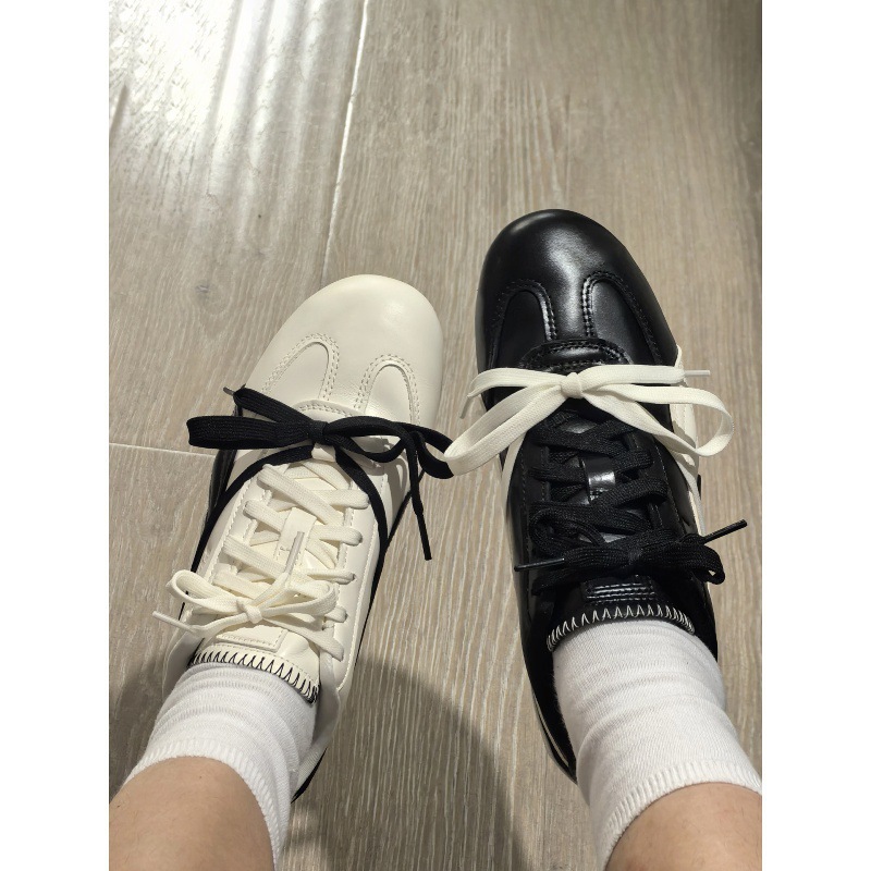 Rose Collaboration Genuine Leather Racing Shoes 2025 New Retro Color-Blocking Training Shoes Flat Lace-Up Sneakers