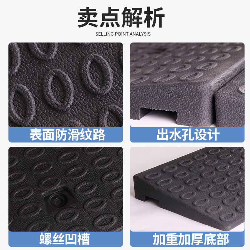 Rubber and Plastic Curb Ramp Road Steps Slope Pad Curb Car Threshold Uphill Pad Ramp Triangle Climbing Pad