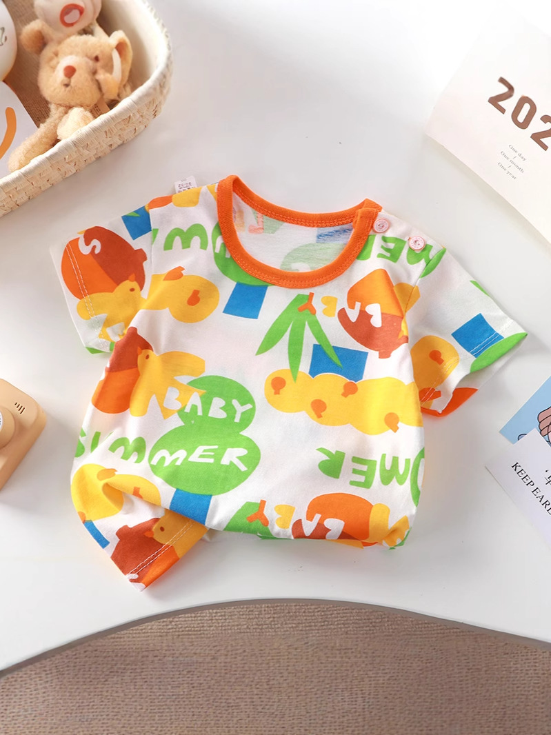Children's short-sleeved T-shirt cotton girls summer baby baby summer children's clothing new boys' jacket a generation of hair