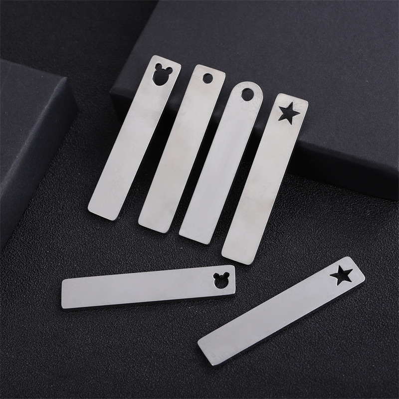 Stainless Steel Laser Blank Material Pendant Titanium Steel Number Plate Accessories Anti-Losing Card Keychain Accessories Slipping Label