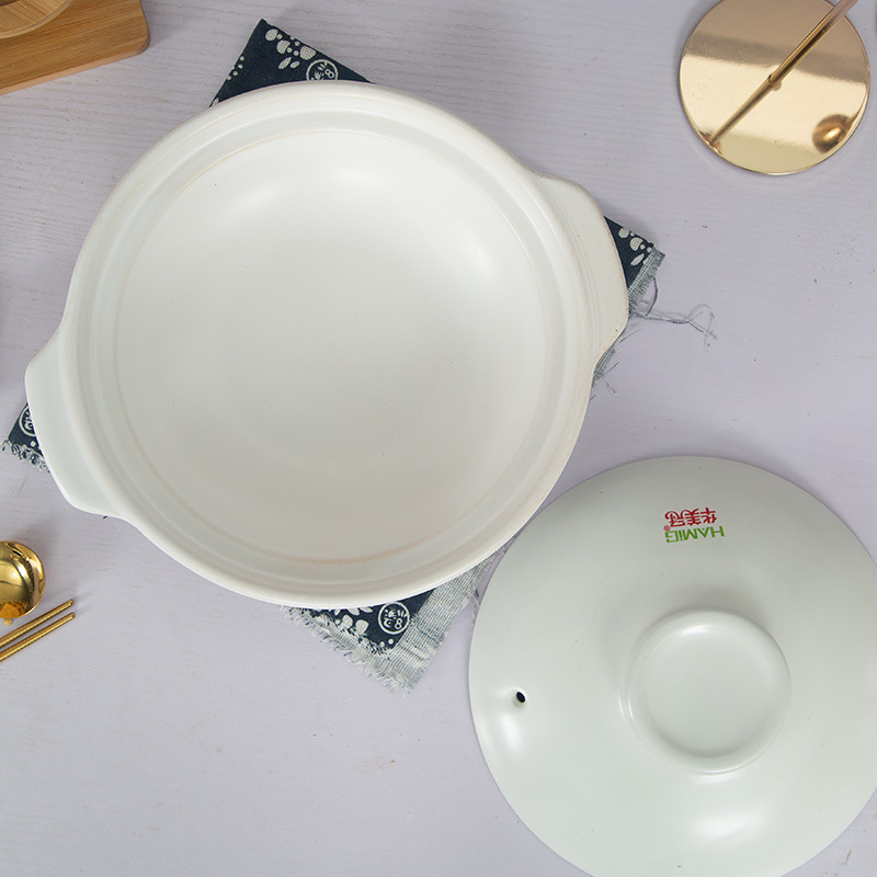 White Casserole Stew Pot Household Gas High Temperature Resistant Dry Burning Pot Rice Gas Stove Special Ceramic Commercial Small Casserole
