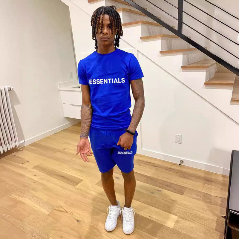 2025 independent station cross-border wholesale new men's wholesale short sleeve suit ESSENTIALS printing