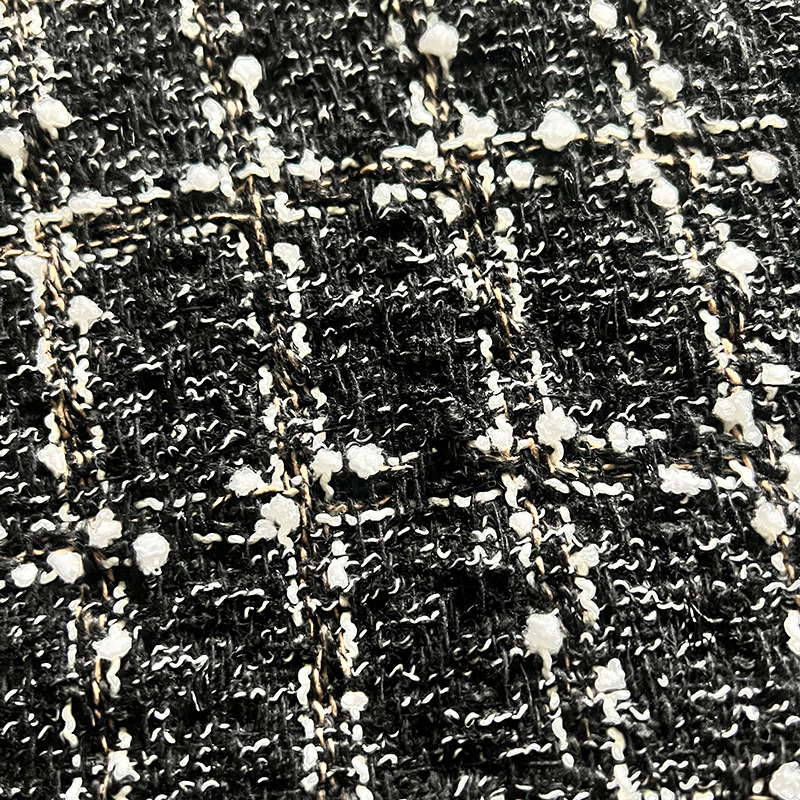 In stock Chanel style wool woven fabric retro style woven woolen plaid clothing bag fabric