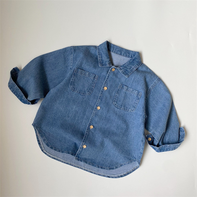 Детская джинсовая рубашка Gl-Kids K-Style, тонкий джинсовый топ с карманами, удобная одежда для мужчин и женщин