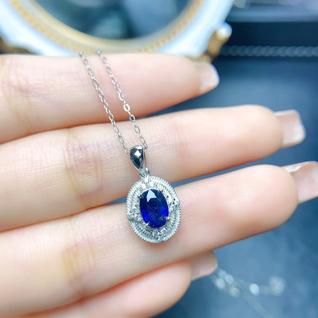 Оптовая продажа натурального сапфирового подвеса S925 серебро с основным камнем 5*7мм продажа в Европе и Америке