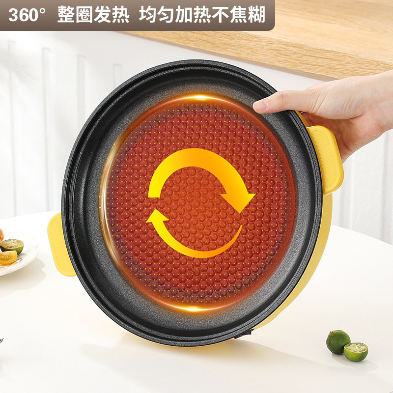Source Manufacturer Honeycomb Electric Grill Pan Full Circle Heating Barbecue Plate Knob Household Frying and Baking Integrated Barbecue Grill Hot Pot
