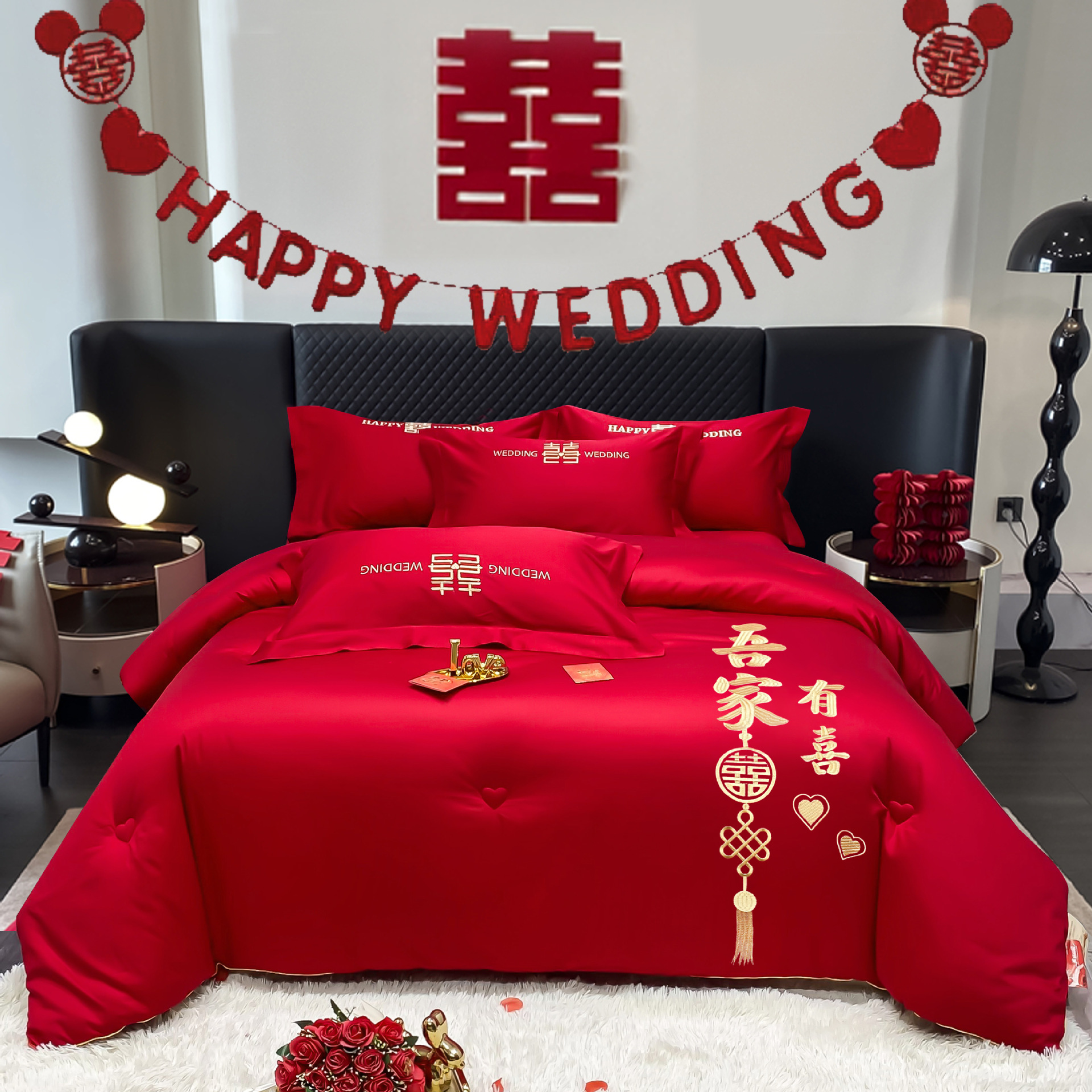 Свадебное одеяло из соевого хлопка полного размера, яркое красное одеяло, зимнее свадебное приданое, утолщенное, оптовая продажа от производителя