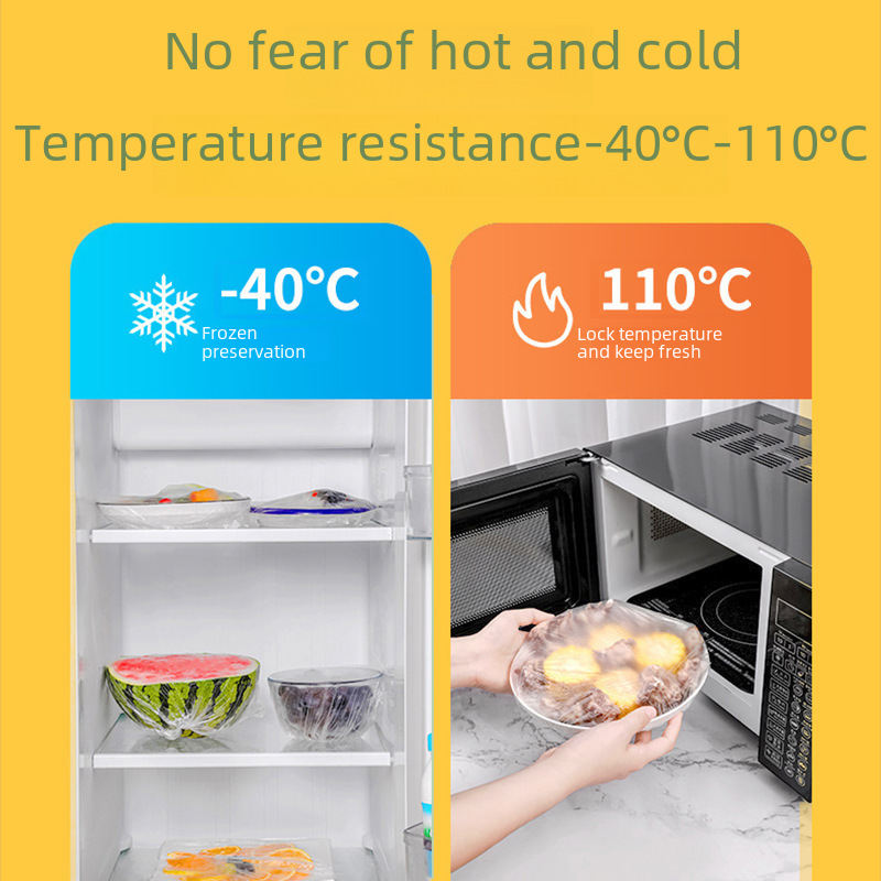 Tear-Free Transparent Cling Film Cover Food Grade Pe Film Fresh-Keeping Bag Bowl Cover Leftover Meal Elastic Disposable Bowl Cover Manufacturer