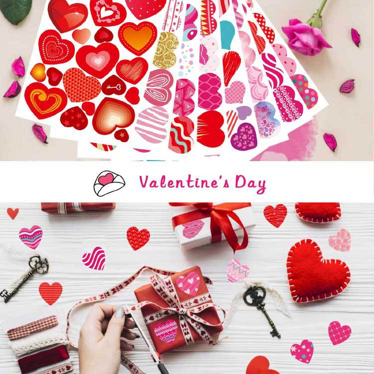 Valentine's Day Stickers Heart-shaped Stickers Children's Self-adhesive Love Label Decals Decorative Love Stickers Decorative Sealing Stickers