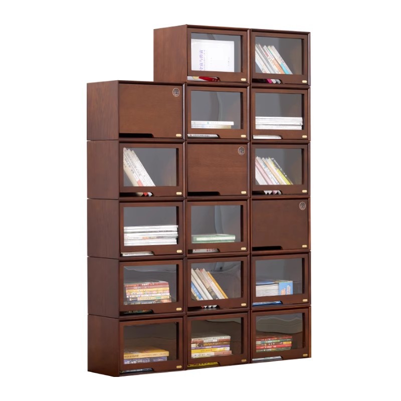 Toy Hand-Made Display Cabinet Solid Wood Floor-Standing Home Display Cabinet Work Storage Rack Flip-Top Dust-Proof Transparent Cabinet