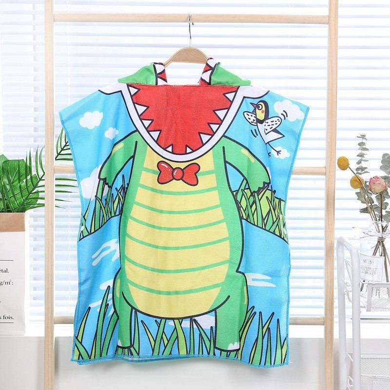 Children's Bath Towel Cape Cartoon Baby Swimming Bath Absorbent Manufacturer Direct Supply Printed Microfiber Bathrobe Cape