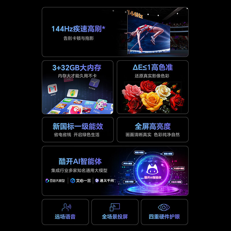 Skyworth Tv A3F Ultra-Thin 43/50/ 55inch Tv 144Hz High Brush 4K Lcd Gaming Smart Tablet