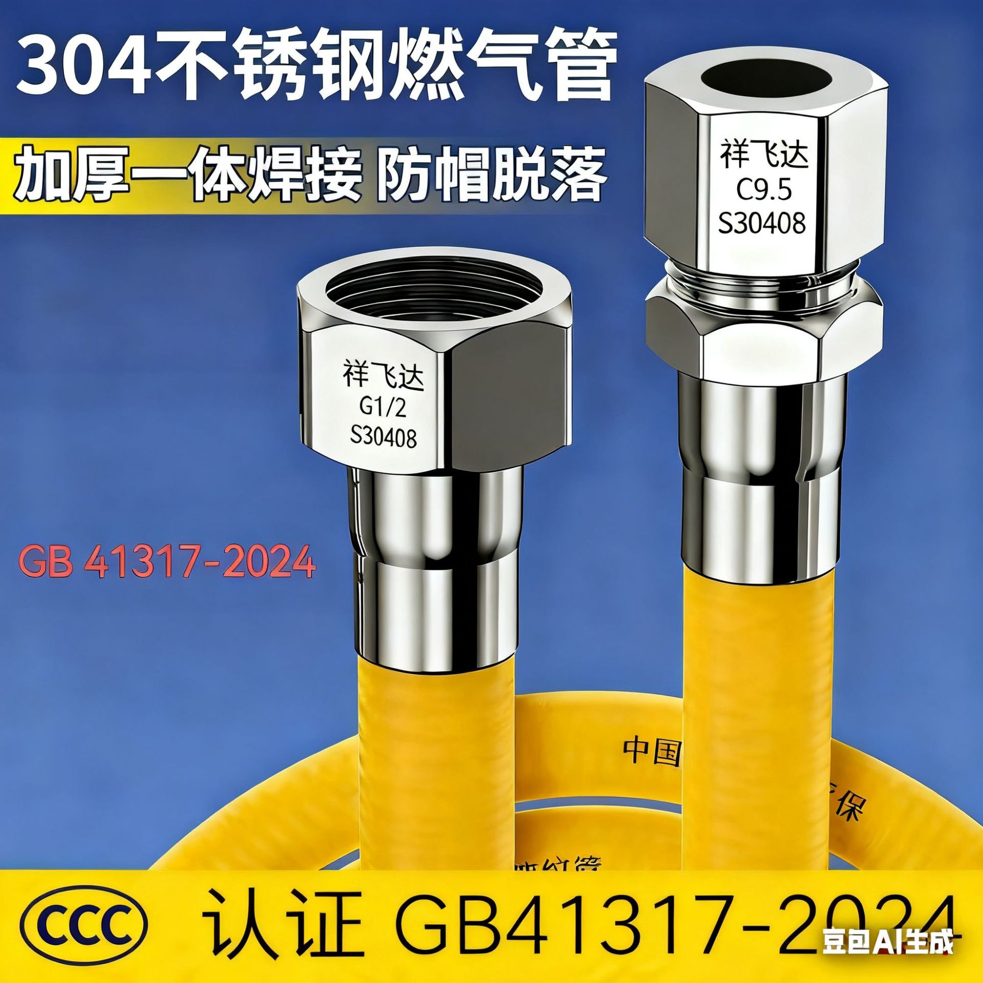 Сертифицированная 3C, новая газовая труба, гофрированная труба из нержавеющей стали 304, взрывозащищенная газовая труба