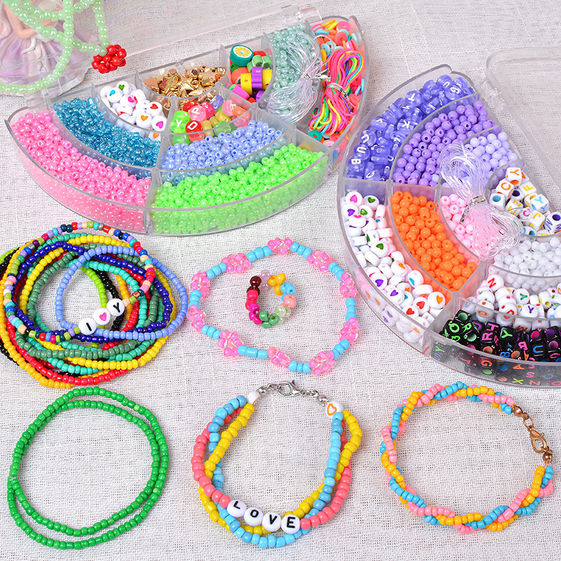 New Cross-Border Kidsren's Handmade Beaded Toys DIY Jewelry Bracelet Educational Material Package Girls Necklace Gift Box