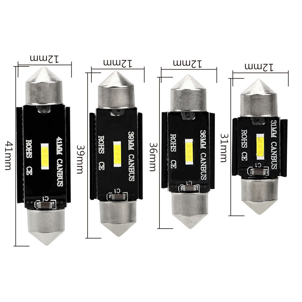 Car Led Reading Light Double Tip 1860 1Smd High Brightness Roof Light License Plate Light Compartment Light Wide Voltage Decoding Car Light