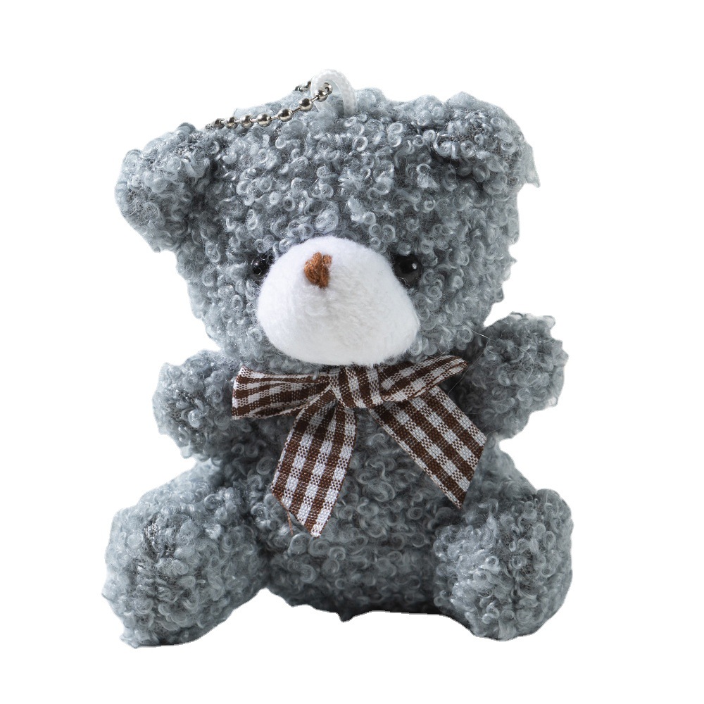 Cute cartoon mini bow tie bear short plush doll toy bag car keychain pendant doll wholesale