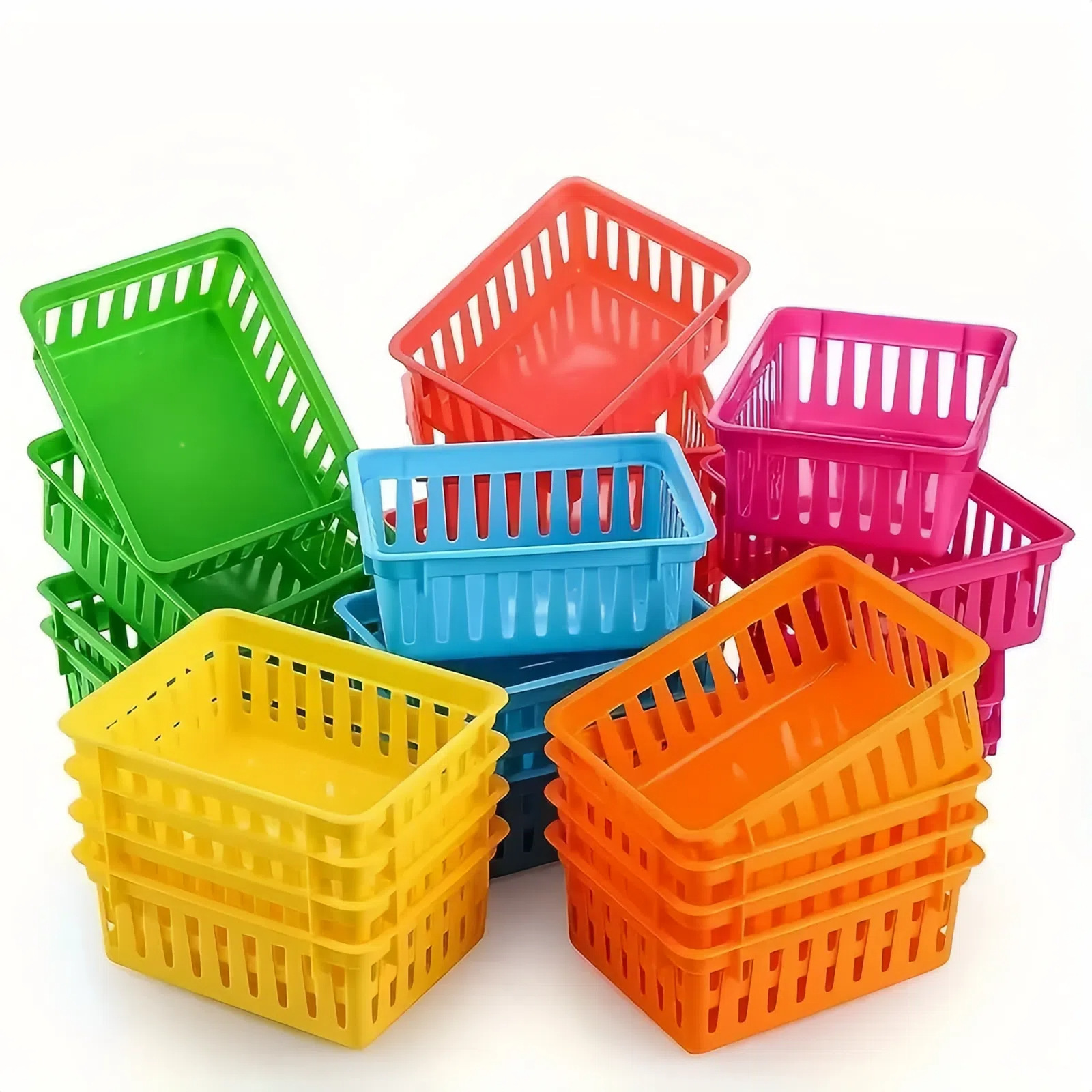 Plastic Basket Color Classroom Storage Basket Pencil Storage Box Stationery Basket Cross-border Hot Sale