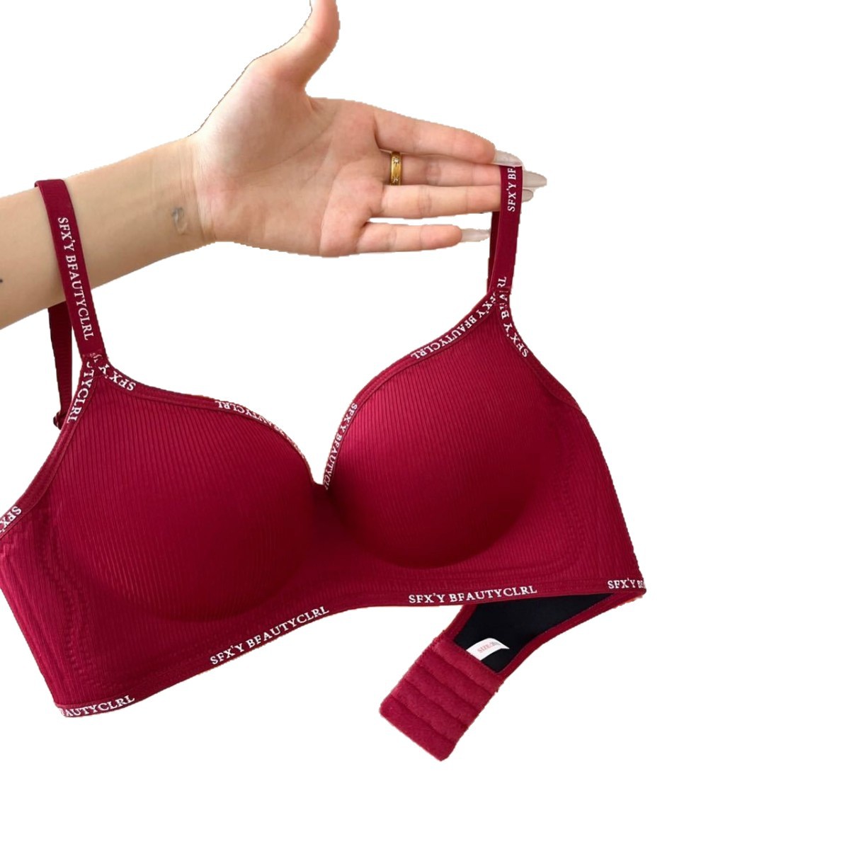 Cross-Border Foreign Trade Popular Women's Bra Underwear Breathable Hole Push-Up Solid Color Breast-Retracting Bra Women's Korean Underwear