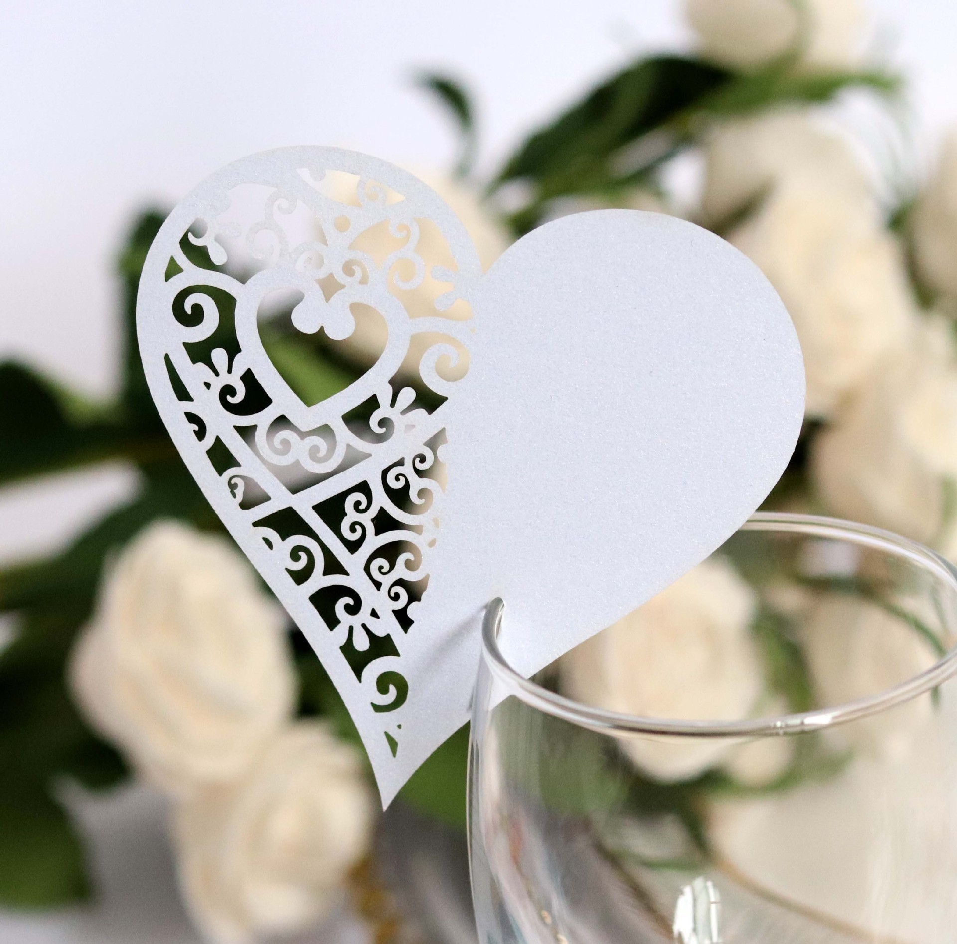 Amazon love hollow cup card Golden pearlescent paper table card personalized wine glass decorative paper card wholesale