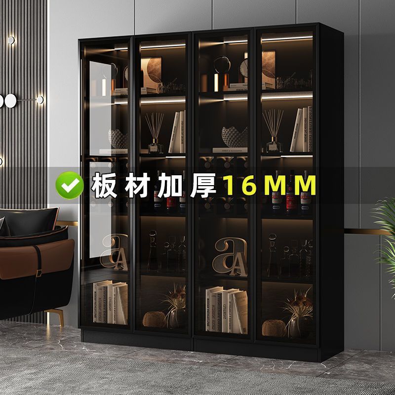 Light Luxury Wine Cabinet, Wall-Mounted Storage Cabinet, Modern Minimalist Sideboard, Home Integrated Side Cabinet, Glass Door Display Cabinet, Factory