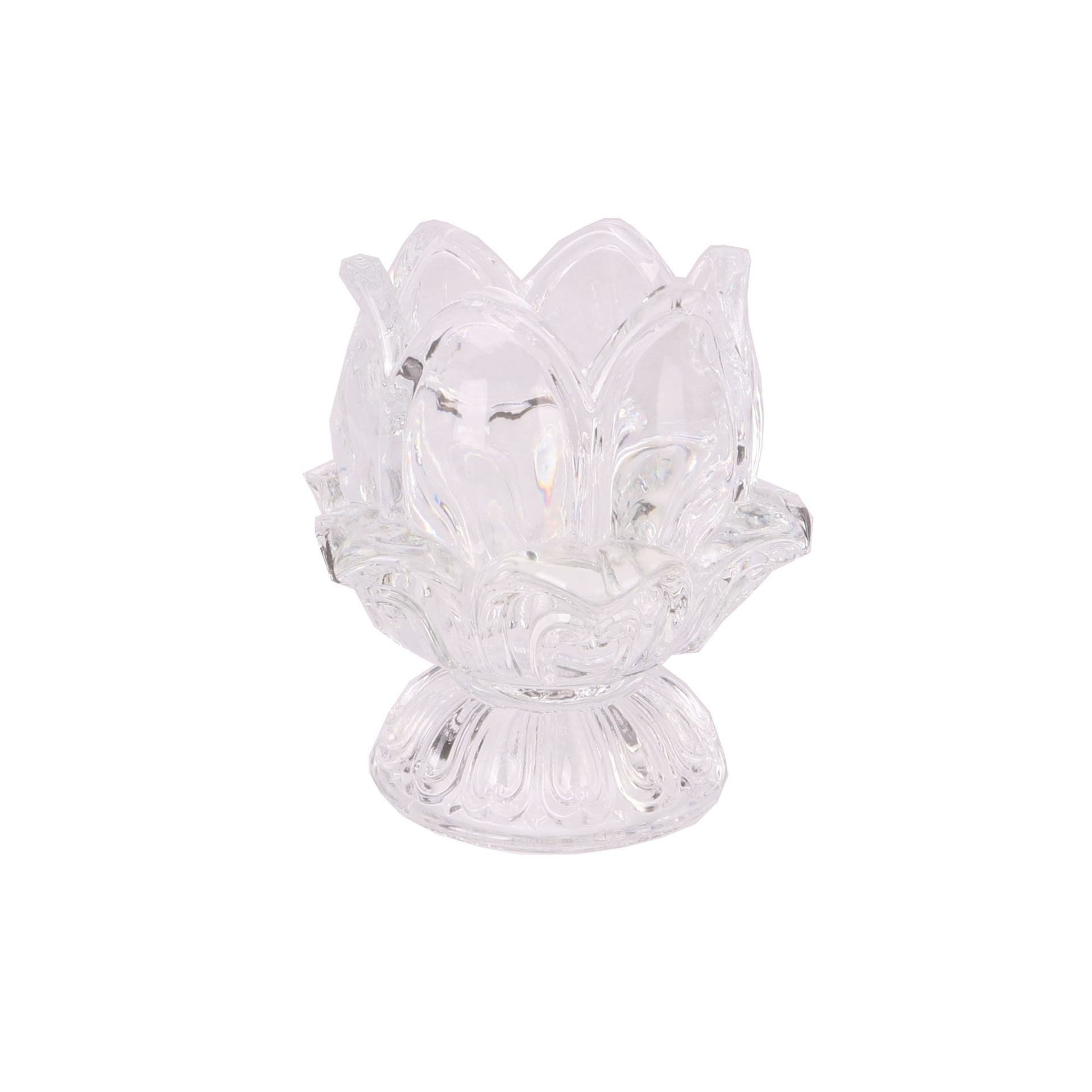Crystal Glass Lotus Butter Candle Cup Buddha-offering Lamp Butter Lamp Glass Candle Holder Long Bright Lamp Holder Wax Cup
