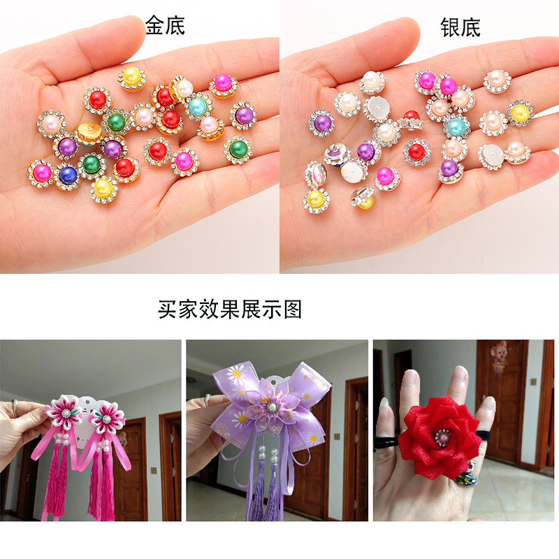 Hand-stitched adhesive Diamond 12 sunflower Pearl gold-plated white flower heart flower hair accessories updo rhinestone handmade jewelry accessories