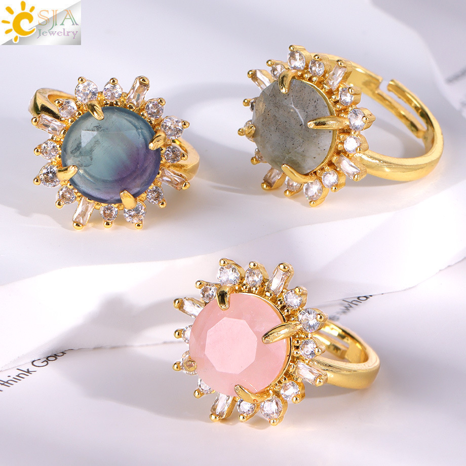 Круглое кольцо из натурального кристалла, модное ювелирное изделие