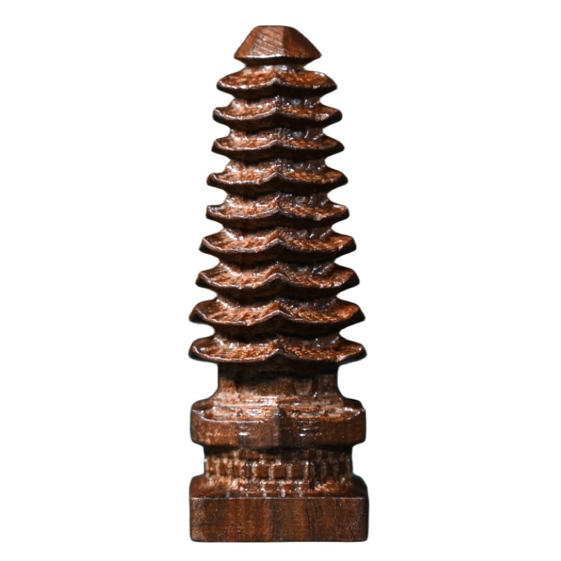 Hot-selling stalls Vietnam sinewood wenchang tower solid wood carving mahogany crafts office supplies ornaments