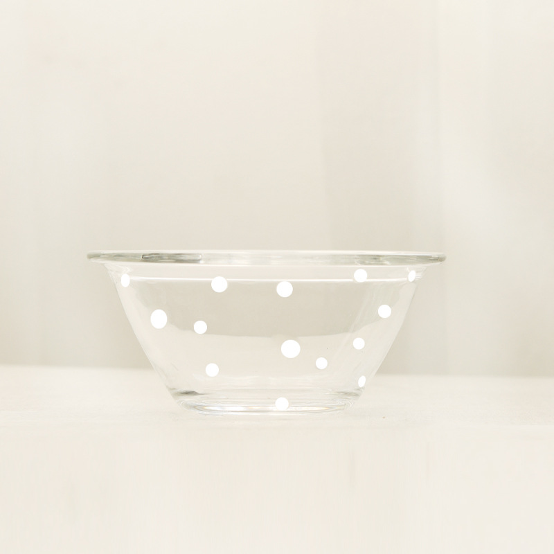 Fresh polka dot series glass tableware suit ins style Bowl plate cup oatmeal bowl breakfast cup cereal bowl
