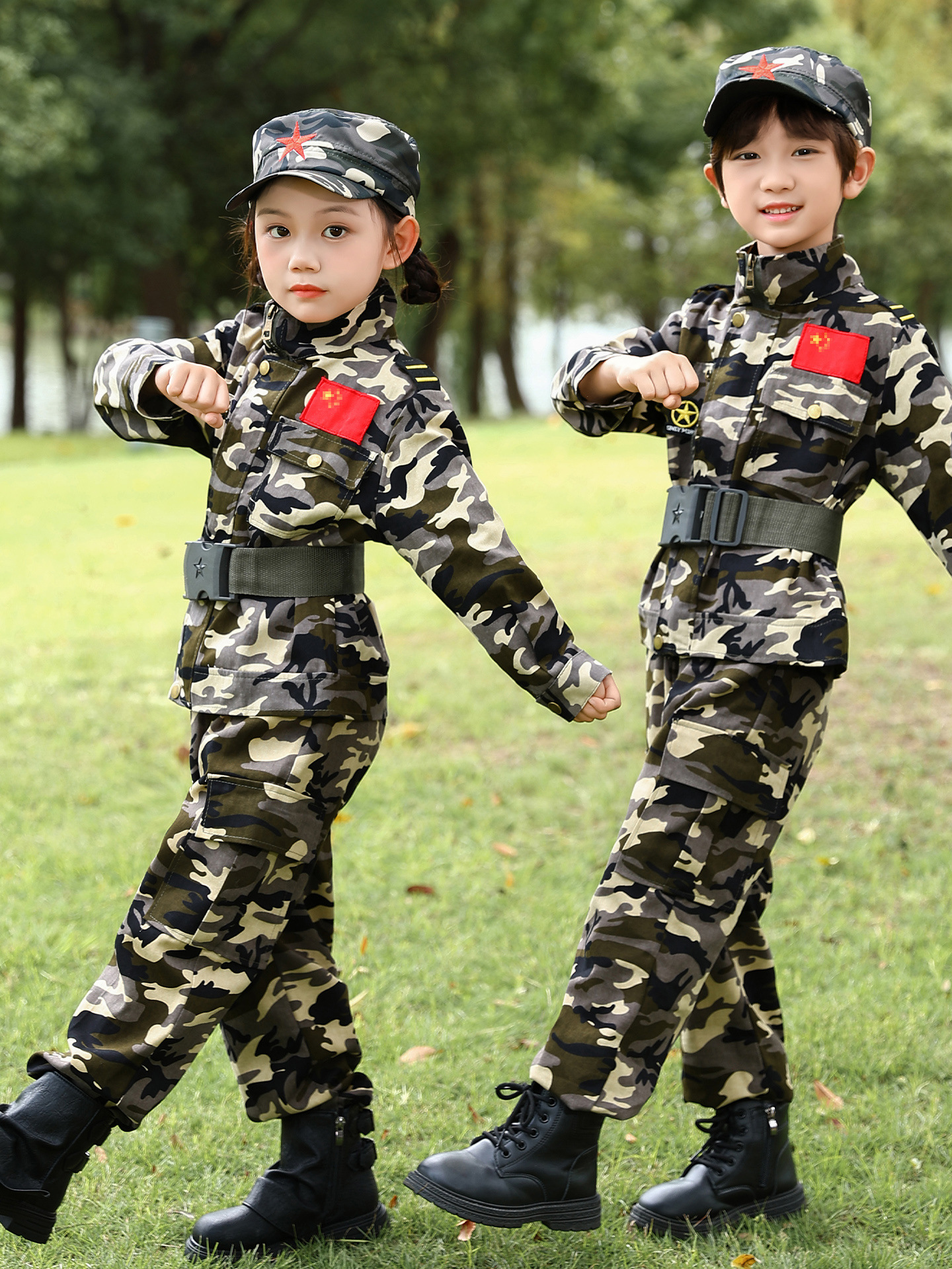 Children's Camouflage Suit, Boy's Performance Suit, Primary School Student Summer Camp Military Training Suit, Summer June 1St Performance Suit, Pure Cotton