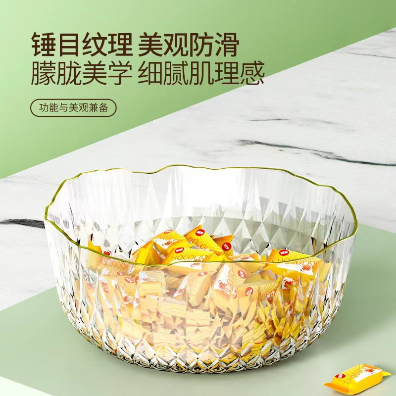 Internet Celebrity Plastic PET Fruit Bowl Phnom Penh Hammer Pattern Salah Bowl Household Commercial snack Plate Transparent Fruit Plate Wedding Celebration