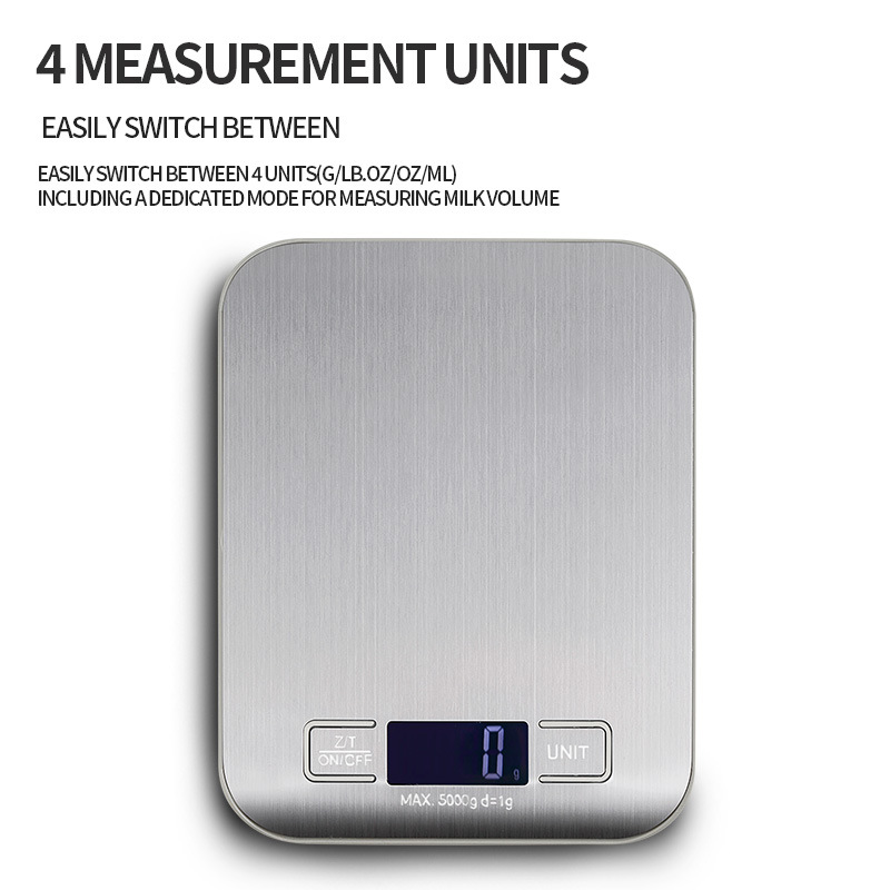 Cross-Border Wholesale Healthy Diet Scale Large Range Wear-Resistant Base Waterproof and Moisture-Proof Stainless Steel Electronic Scale One-Click Peeling