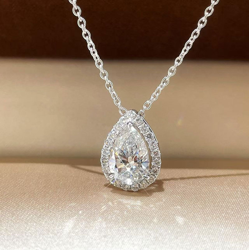Ожерелье из платины Pt950, ожерелье с лабораторно вырощенным бриллиантом 3 карата, роскошное ожерелье с окружением для женщин