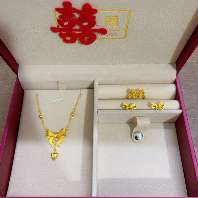 Engagement Wedding Banquet Hardware Set Table Setting Wedding Fake Three Gold Imitation Complete Set Three Gold Seven-Piece Set Fugitive Princess Girl