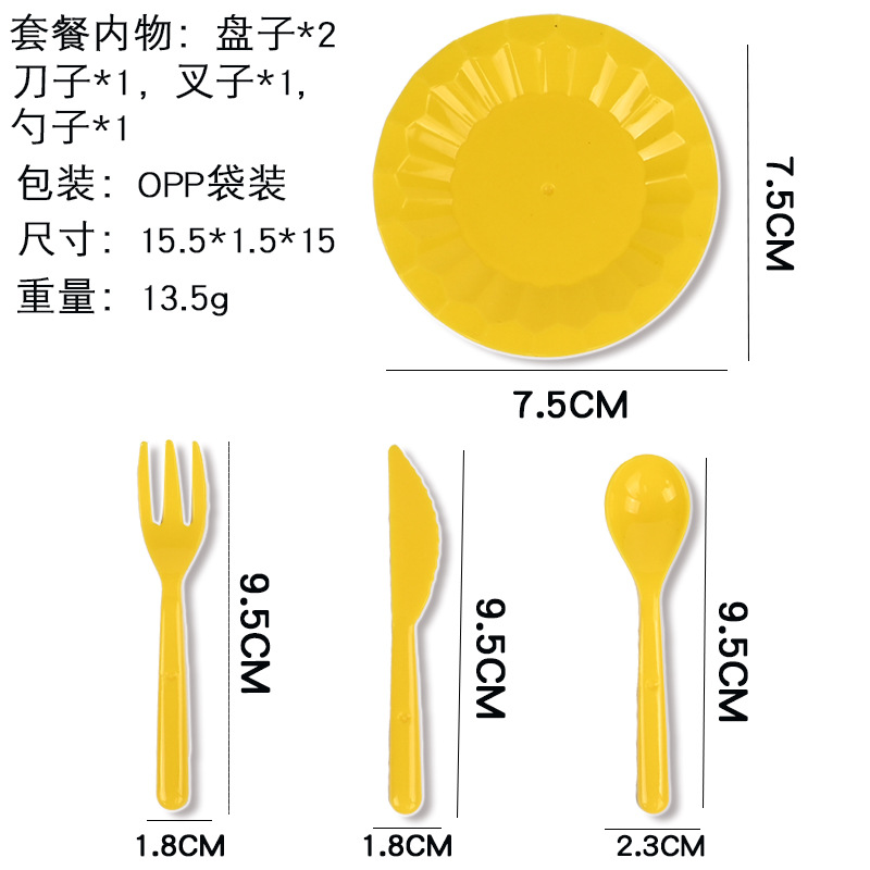 Miniature Food Toy Dinner Plate, Plate, Knife and Fork Props, Doll House DIY Food Toy Container, Plate, Spoon Scene
