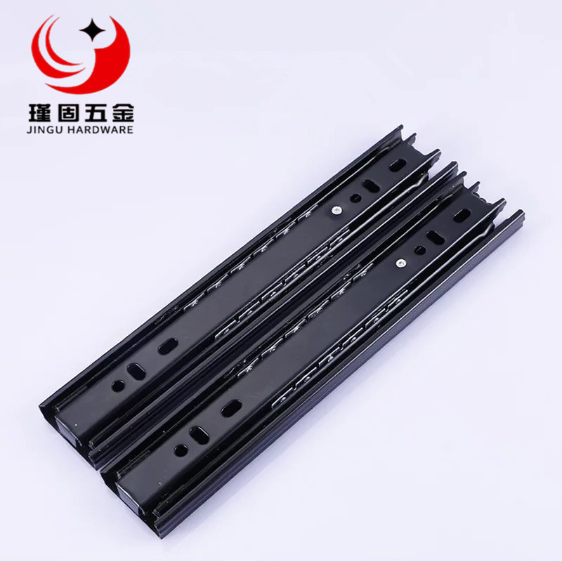 4010 drawer slide mute steel ball rail three-fold full pull-out slide muffler rail factory outlet