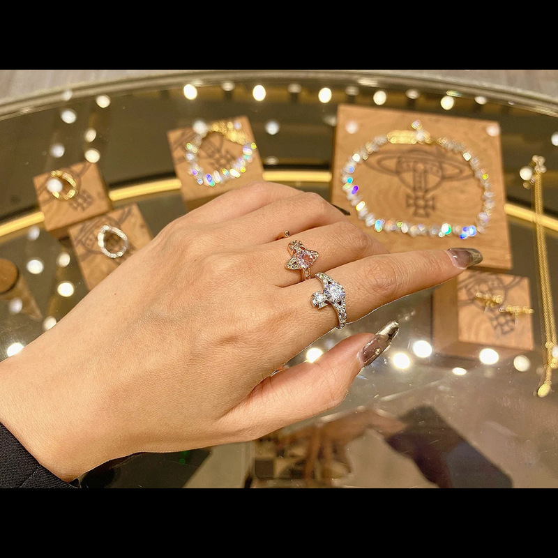 High-End Empress Full Zircon Saturn Orbit Ring Shiny Ins Internet Celebrity Fashion Ring