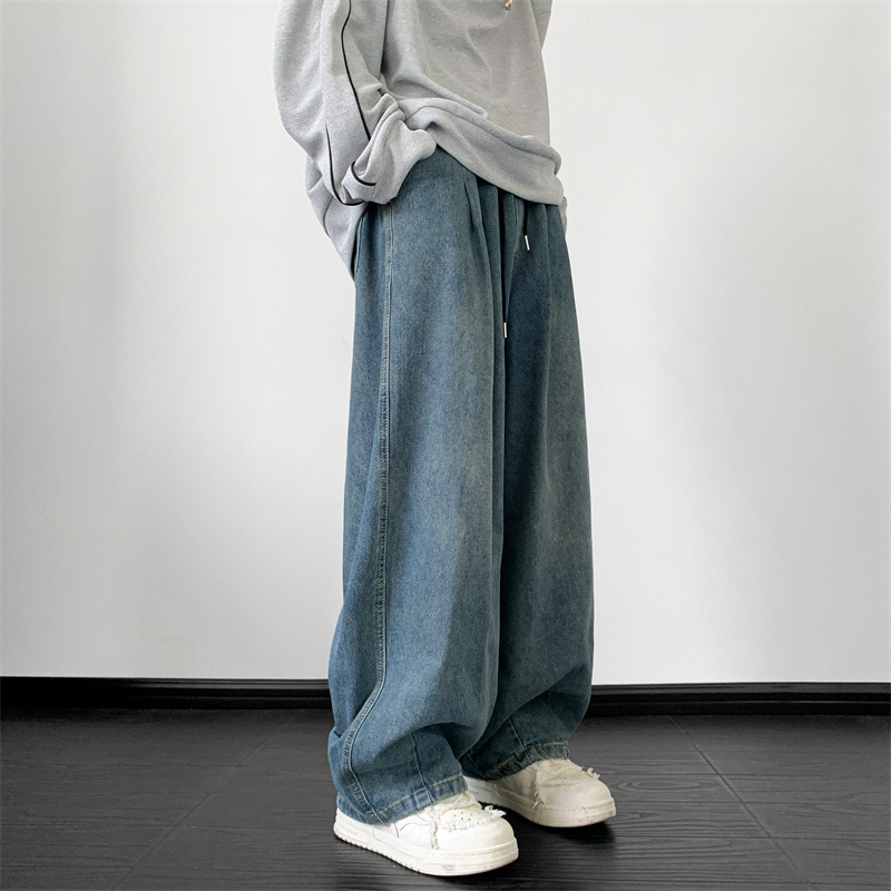 Wide-Leg Jeans for Men and Women, Spring & Fall Korean Style Versatile Casual Long Pants, Winter American Loose Large Size Trendy Pants
