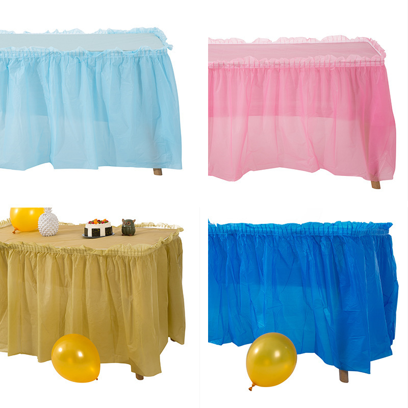 Customized Party Table Skirt with Pictures and Samples, Peva Waterproof and Oil-Proof Set, Birthday and Wedding Decoration, Long Table, Conference Table