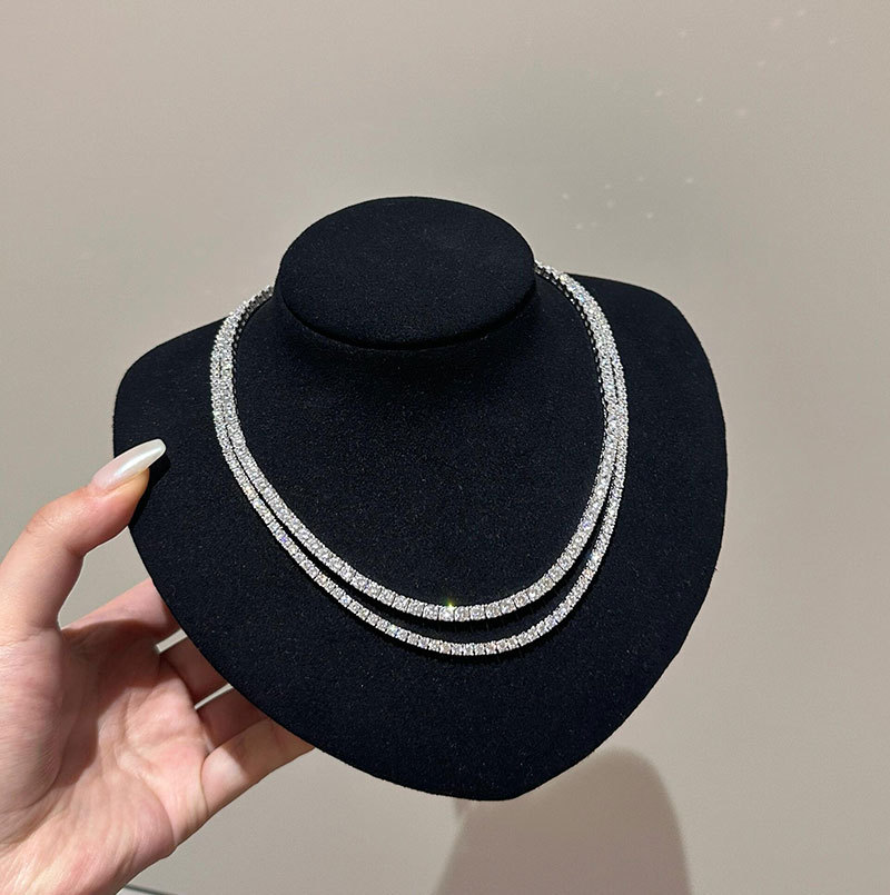 Platinum Pt950 Tennis Necklace 3Mm4Mm5Mm Laboratory Grown Diamond Necklace Necklace Cross-Border Amazon Model